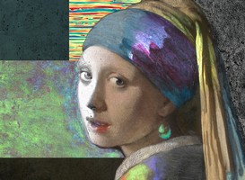 Samengesteld beeld van het Meisje met de parel (dat onderdeel uitmaakt van de vaste collectie van het Mauritshuis) uit beelden die tijdens het project het Meisje in de Schijnwerper zijn gemaakt. [Sylvain Fleur en het Meisje in de Schijnwerper team] 