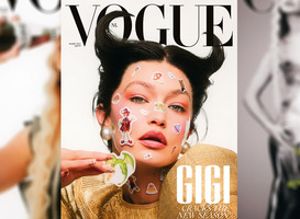 Topmodel Gigi Hadid (27) poseert in Vogue met Efteling-stickers Topmodel Gigi Hadid (27) poseert in Vogue met Efteling-stickers